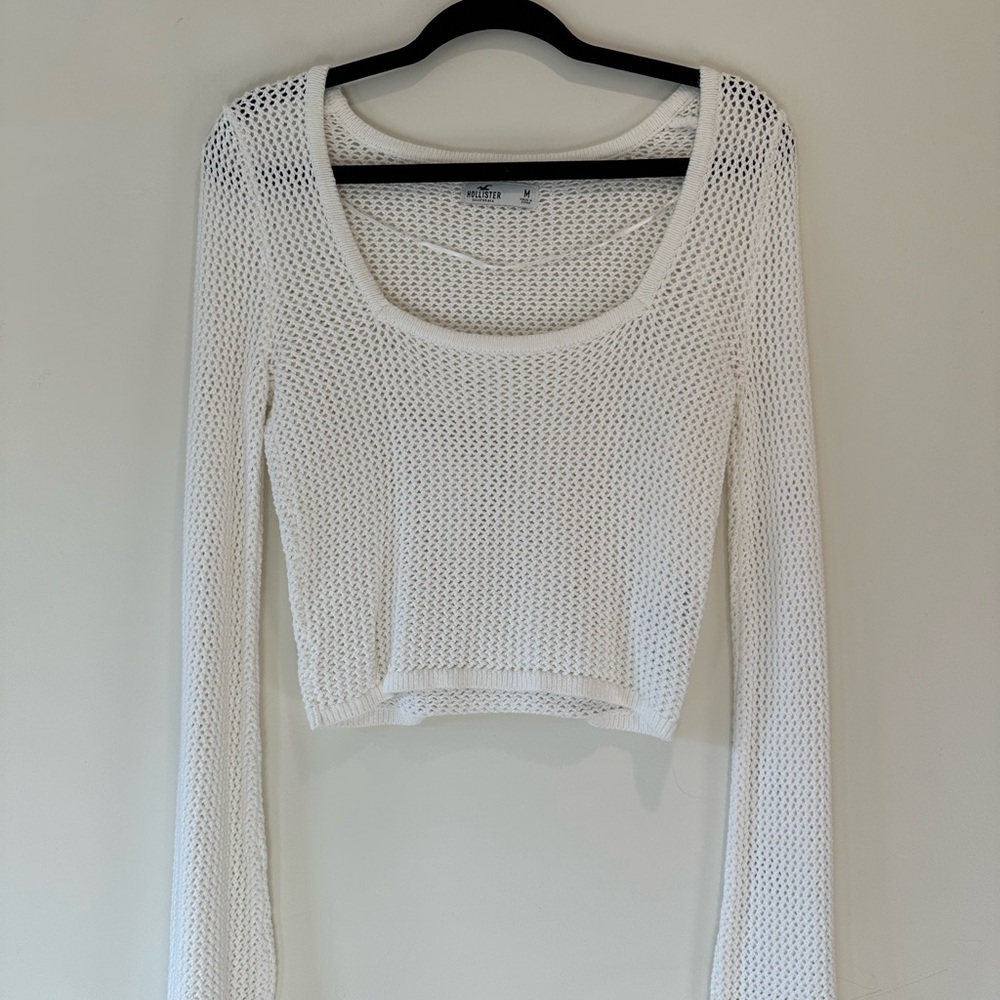 Hollister White Knit Crop Top